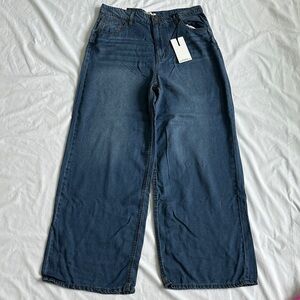 OAT NY Wide-Leg Mid Rise Palazzo Jeans